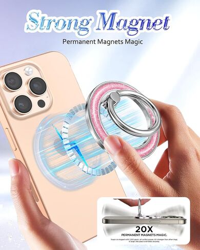 Phone Ring Holder Compatible with MagSafe - Magnetic Cell Phone Grip for Women Glitter Magnet Removable Finger Ring Grip Stand Cute Girly Bling Shine for iPhone 16 15 14 13 Pro Max Plus, Purple in Saudi Arabia