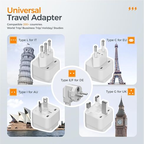 220V to 110V Converter, TESSAN Travel Voltage Converter with 4 USB Ports (1 USB C), 3 AC Outlet and EU UK AU IT Universal Travel Adaptor, Step Down Transformer Power Outlet Adapter Combo Black in Kuwait