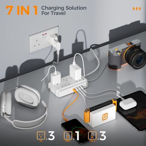 220V to 110V Converter, TESSAN Travel Voltage Converter with 4 USB Ports (1 USB C), 3 AC Outlet and EU UK AU IT Universal Travel Adaptor, Step Down Transformer Power Outlet Adapter Combo Black in Kuwait