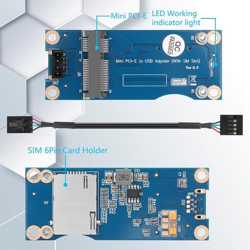 GINTOOYUN Mini PCI-E WWAN/LTE Card to Motherboard USB 9-pin Adapter Mini PCIE 3G/4G Network Card to Motherboard USB 9-pin Test Converter with SIM Slot for WWAN/LTE Cards(Horizontal) (Horizontal) in Kuwait