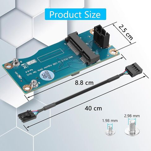 GINTOOYUN Mini PCI-E WWAN/LTE Card to Motherboard USB 9-pin Adapter Mini PCIE 3G/4G Network Card to Motherboard USB 9-pin Test Converter with SIM Slot for WWAN/LTE Cards(Horizontal) (Horizontal) in Kuwait