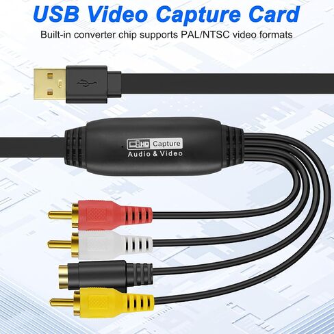 XMSJSIY USB 2.0 Audio Video Capture Card S Video RCA to USB Digital Grabber Recorder CVBS VHS VCR to Digital Converter for DVD Player,Laptop,PC,Tape Recording -1.2M/3.9FT (S-Video+3 RCA Male to USB) in Saudi Arabia