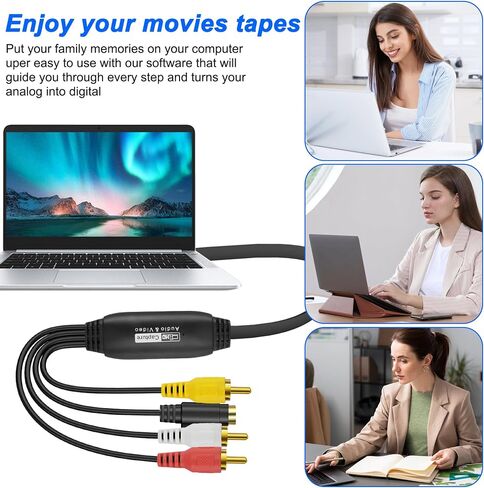 XMSJSIY USB 2.0 Audio Video Capture Card S Video RCA to USB Digital Grabber Recorder CVBS VHS VCR to Digital Converter for DVD Player,Laptop,PC,Tape Recording -1.2M/3.9FT (S-Video+3 RCA Male to USB) in Saudi Arabia