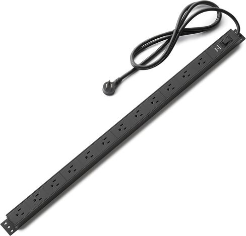 Amazon BASICS 16 Outlet Surge Protector Strip ، Heavy Duty ، Metal ، 600 Joule ، 6 أقدام من الحبل ، مستطيل ، قابل للتركيب ، أسود in Saudi Arabia