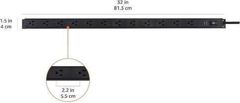 Amazon BASICS 16 Outlet Surge Protector Strip ، Heavy Duty ، Metal ، 600 Joule ، 6 أقدام من الحبل ، مستطيل ، قابل للتركيب ، أسود in Saudi Arabia