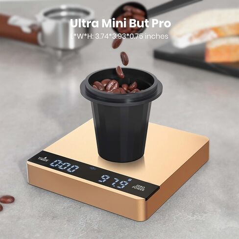 Mini Coffee Scale with Timer, Maestri House Rechargeable Espresso Scale, 2kg/0.1g Accurate Scale for Espresso and Pour-Over Coffee, Portable Digital Kitchen Scale with Automatic Timing-Space Grey in Kuwait