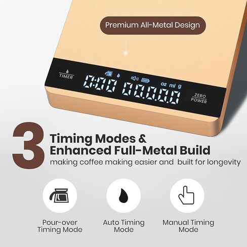 Mini Coffee Scale with Timer, Maestri House Rechargeable Espresso Scale, 2kg/0.1g Accurate Scale for Espresso and Pour-Over Coffee, Portable Digital Kitchen Scale with Automatic Timing-Space Grey in Kuwait