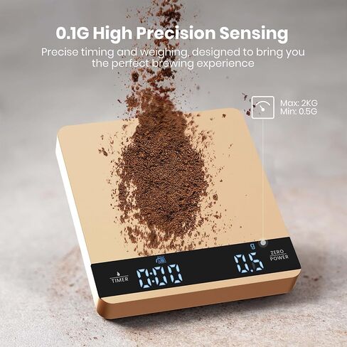 Mini Coffee Scale with Timer, Maestri House Rechargeable Espresso Scale, 2kg/0.1g Accurate Scale for Espresso and Pour-Over Coffee, Portable Digital Kitchen Scale with Automatic Timing-Space Grey in Kuwait