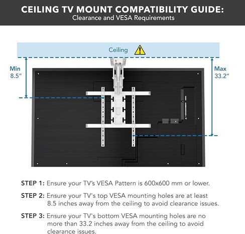 Mount-It! Motorized Ceiling TV Mount – Silent Electric Flip Down TV Mount for 50’’-90’’ Screens, Retractable Drop Down Design, RF Remote, VESA Compatible, 88 lbs Capacity, Black in Kuwait