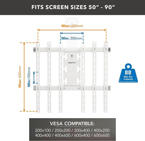 Mount-It! Motorized Ceiling TV Mount – Silent Electric Flip Down TV Mount for 50’’-90’’ Screens, Retractable Drop Down Design, RF Remote, VESA Compatible, 88 lbs Capacity, Black in Kuwait