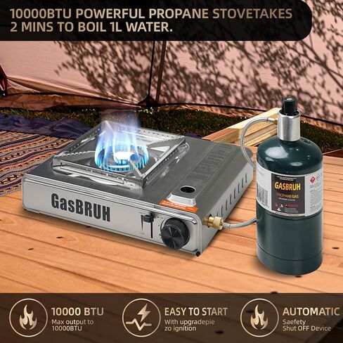 موقد البروبان أو البوتان مع الريح ، وقود مزدوج 10000 BTU وصمة عار الصلب الموقد البروبان للتخييم (الخزان غير متضمن) in Kuwait