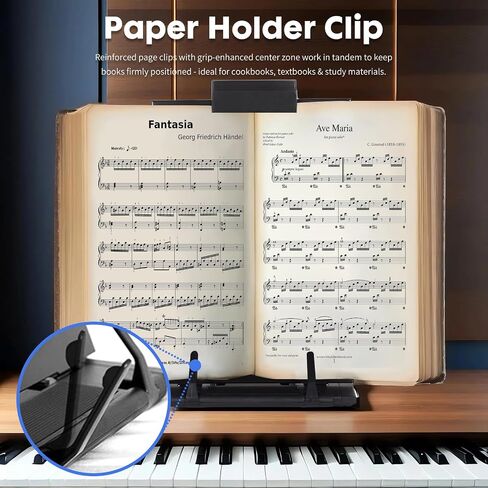 Barelove Desktop Document Book Holder, Set of 2 Metal Foldable Reading Book Stand Easel Copyholder with 7 Adjustable Positions and Line Guide & Paper Page Clip, Great for Typing Speech Tablet in Kuwait