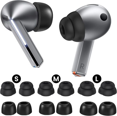 Delidigi 6 أزواج نصائح الأذن لـ Samsung Galaxy Buds3 Pro (2024) ، S/M/L 3 أحجام ذات شفة مزدوجة شفة أذن سماعات الأذن بديلة في حالة متوافقة مع Samsung Galaxy Buds 3 Pro (أسود) in Kuwait