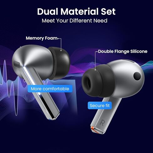 Delidigi 6 أزواج نصائح الأذن لـ Samsung Galaxy Buds3 Pro (2024) ، S/M/L 3 أحجام ذات شفة مزدوجة شفة أذن سماعات الأذن بديلة في حالة متوافقة مع Samsung Galaxy Buds 3 Pro (أسود) in Kuwait