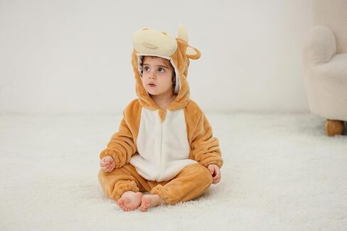 بدلة رومبير للأطفال للجنسين من Ryshman للشتاء والخريف من الفلانيل ملابس تنكرية للحيوانات ملابس عيد الميلاد بيجامات Kigurumi in Kuwait