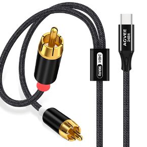 Agvee 6.6ft 24-bit/96khz USB C إلى RCA كابل الصوت ، من النوع C إلى 2RCA JACK MALE YLA