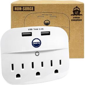 Cruise on Universal Travel Adapter ، Cruise Address (Incl. Royal Caribbean ، Disney) - محول الطاقة الدولي [2 USB -C ، 2 USB ، AC] محول سدادة السفر العالمي - الولايات المتحدة الأمريكية ، إيطاليا ، أوروبا ، آسيا