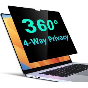 شاشة خصوصية 4-Way-Way لـ MacBook Pro 14 Inch (2024-2021 ، M4/M3/M2/M1)-مرشح 360 درجة مضاد للتجسس ، واقي مضاد للوهف غير لامع ، فيلم مقاوم للخدش ، ومرشح خصوصية الكمبيوتر المحمول درع