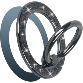 Guppy Magnetic Phone Ring Holder, Glitter Magnet Finger Ring Grip Stand Holder, 360° Rotation with Cell Phone Ring Stand, Compatible with MagSafe for iPhone 16 Pro Max15 14 13 12All-Gold in Kuwait