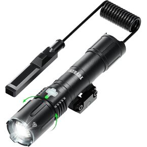 Feyachi FL27 2000 Lumens Tactical Flashlight - Dual Tail Switches Light Adjustable Focus Rechargeable 4 Modes Picatinny Rail Mountable with Pressure Switch for Law Enforcement and Emergency Use