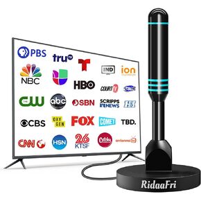 هوائي تلفزيون رقمي داخلي للتلفزيون ذكي HDTV ، قاعدة مغناطيسية قوية واستقبال 360 درجة ، ودعم قنوات محلية 4K 1080p سهلة التثبيت مع كابل Coax 16ft - الأحمر