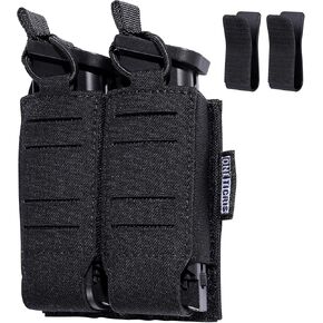 OneTigris Tactical Pistol Mag Pouch, MOLLE Double Magazine Pouch for 9mm .40 .45 .357 Glock S&W Ruger Springfield HK Quick Release with Plastic Inserts OWB Laser-Cutting in Kuwait