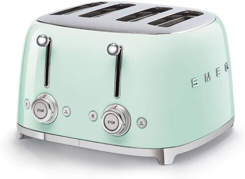 Smeg 50's Style Retro Aesthetic 4 Slice Toaster 6 Presets Extra Wide Slots Cream TSF03CRUS in Kuwait