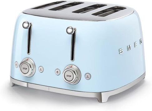 Smeg 50's Style Retro Aesthetic 4 Slice Toaster 6 Presets Extra Wide Slots Cream TSF03CRUS in Kuwait