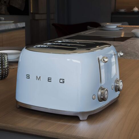 Smeg 50's Style Retro Aesthetic 4 Slice Toaster 6 Presets Extra Wide Slots Cream TSF03CRUS in Kuwait