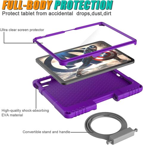 Dicekoo Kids Case for iPad 10th Generation 10.9 Inch 2022 إصدار ، مع حامي شاشة مدمج مقبض مقبض الصدمات Kickstand Cover for Apple iPad 10 Gen 10.9 " - Blue in Kuwait