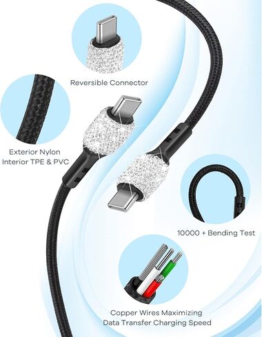 شاحن سيارة Bling USB C، محول شحن سريع بمنفذ مزدوج 48 وات PD + QC مع كابل شحن USB من النوع C بطول 3.2 قدم متوافق مع iPhone 15 Pro Max iPad Samsung Galaxy Android (وردي) in Kuwait