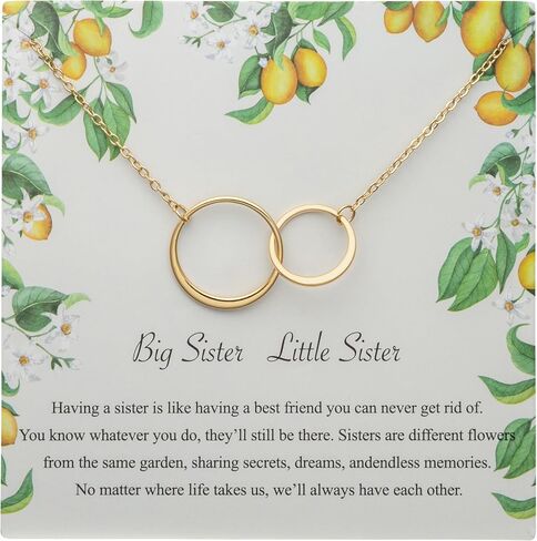 Suavell Sister Necklace - Sister Gifts from Sister - Sterling Silver Necklace- Birthday Gift for My Big or Little Sister - Double Circle -Sister Gifts for 2 - Maid of Honor Gifts From the Bride in Kuwait