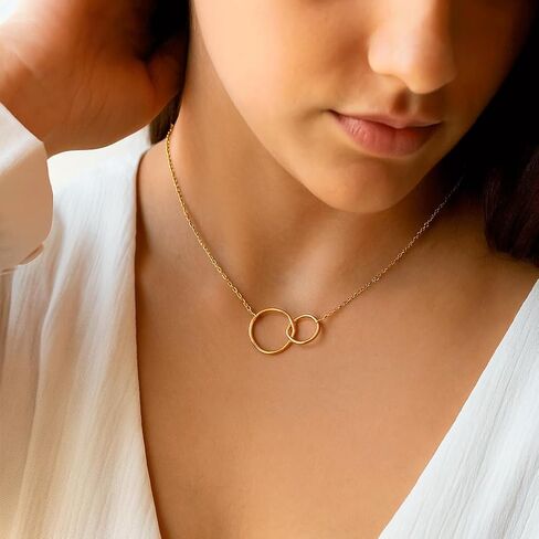Suavell Sister Necklace - Sister Gifts from Sister - Sterling Silver Necklace- Birthday Gift for My Big or Little Sister - Double Circle -Sister Gifts for 2 - Maid of Honor Gifts From the Bride in Kuwait