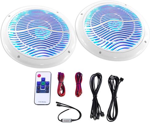 Rockville Rmc80lb 8 Inch 800W 2-Way Black Marine Speakers W Multi Color LED + Remote in Kuwait