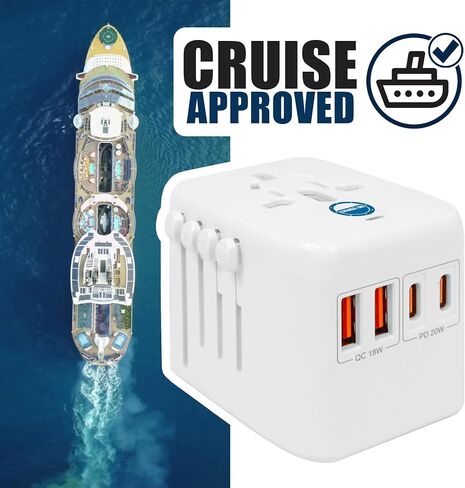 Cruise Approved Power Strip - Non Surge Protector for Cruise Ship with 2 USB Outlets - Cruise Ship Essentials 2026 for Carnival, Princess, Norwegian, Holland America, MSC & Major Cruise Lines (White) in Kuwait