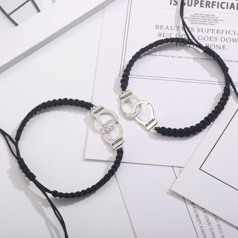 YJT Partners in Crime for 2 Best Friends Handcuff BFF Bracelets Girls Women Friendship Bracelets for Couples, Mom and Daughter 2PC, with 2 Message Cards in Kuwait