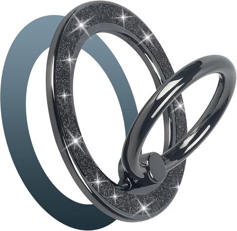 Guppy Magnetic Phone Ring Holder, Glitter Magnet Finger Ring Grip Stand Holder, 360° Rotation with Cell Phone Ring Stand, Compatible with MagSafe for iPhone 16 Pro Max15 14 13 12All-Gold in Kuwait