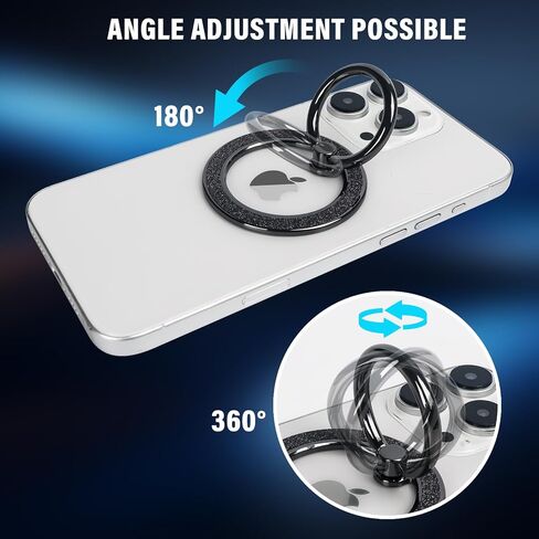 Guppy Magnetic Phone Ring Holder, Glitter Magnet Finger Ring Grip Stand Holder, 360° Rotation with Cell Phone Ring Stand, Compatible with MagSafe for iPhone 16 Pro Max15 14 13 12All-Gold in Kuwait