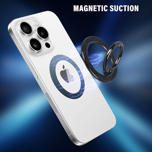 Guppy Magnetic Phone Ring Holder, Glitter Magnet Finger Ring Grip Stand Holder, 360° Rotation with Cell Phone Ring Stand, Compatible with MagSafe for iPhone 16 Pro Max15 14 13 12All-Gold in Kuwait