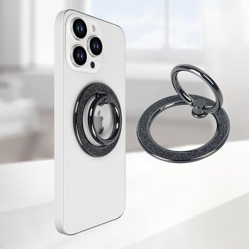 Guppy Magnetic Phone Ring Holder, Glitter Magnet Finger Ring Grip Stand Holder, 360° Rotation with Cell Phone Ring Stand, Compatible with MagSafe for iPhone 16 Pro Max15 14 13 12All-Gold in Kuwait