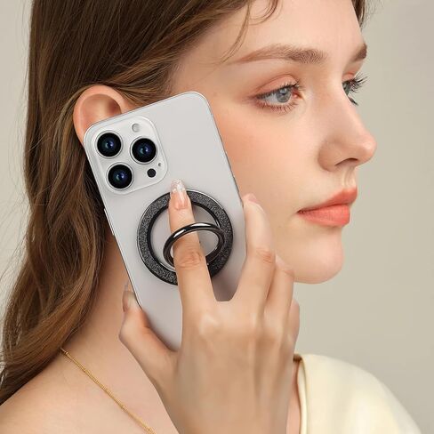 Guppy Magnetic Phone Ring Holder, Glitter Magnet Finger Ring Grip Stand Holder, 360° Rotation with Cell Phone Ring Stand, Compatible with MagSafe for iPhone 16 Pro Max15 14 13 12All-Gold in Kuwait