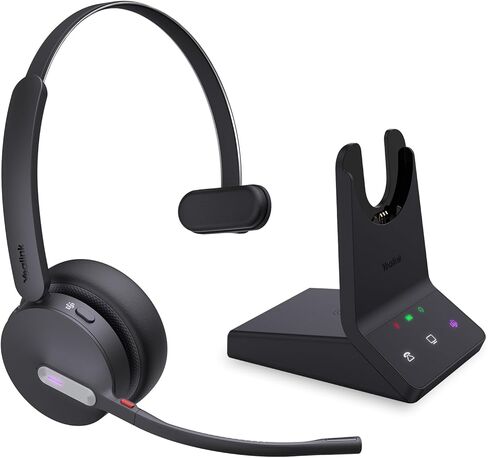 Yealink WH64 Teams Dual Teams Dect & Bluetooth Wireless Headset ، نطاق 606 قدمًا ، معتمد من Microsoft ، على سماعة رأس سلكية مع الأذن مع ميكروفون 3x إلغاء الضوضاء ، 32 وقت نقاش ، هاتف مكتب IP Office ، كمبيوتر ، كمبيوتر in Kuwait
