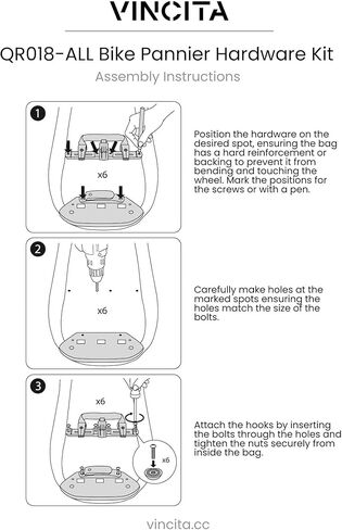 Vincita Bike Pannier Hardware Kit - Convert Any Bag Into Bicycle Pannier - One Set of Pannier Mounting Attachment Hardware in Kuwait