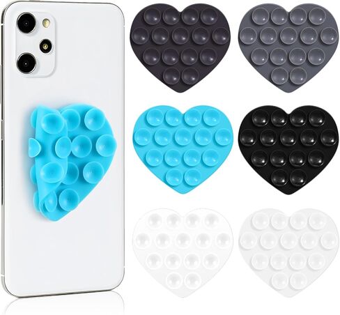 6 PCS HEART SILICONE SACTION PHONE CASE ، مزدوج قبضة الجهة المقبلة متعددة الأغراض كأس شفط. in Kuwait