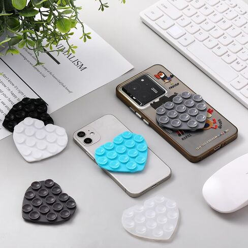 6 PCS HEART SILICONE SACTION PHONE CASE ، مزدوج قبضة الجهة المقبلة متعددة الأغراض كأس شفط. in Kuwait
