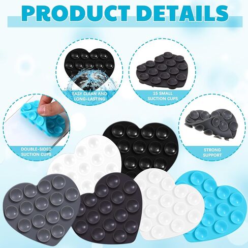 6 PCS HEART SILICONE SACTION PHONE CASE ، مزدوج قبضة الجهة المقبلة متعددة الأغراض كأس شفط. in Kuwait