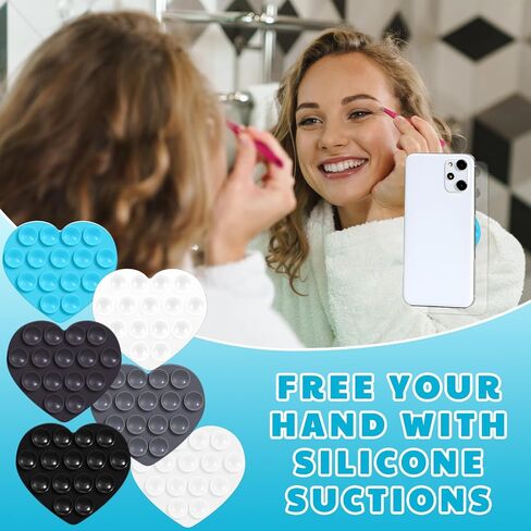 6 PCS HEART SILICONE SACTION PHONE CASE ، مزدوج قبضة الجهة المقبلة متعددة الأغراض كأس شفط. in Kuwait