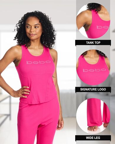 bebe Womens Short Sleeve Shirt and Lounge Skinny Pajama Pants with Pockets Sleepwear Set in Kuwait
