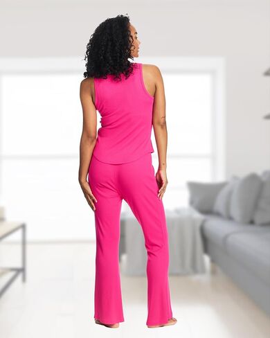 bebe Womens Short Sleeve Shirt and Lounge Skinny Pajama Pants with Pockets Sleepwear Set in Kuwait