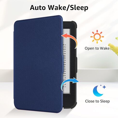 Case for 6" Kobo Clara Colour(2024)/Clara BW(2024)/Clara 2E(2022) - Slim Lightweight PU Leather Protective Smart Shell Cover with Auto Wake Sleep, Black in Kuwait